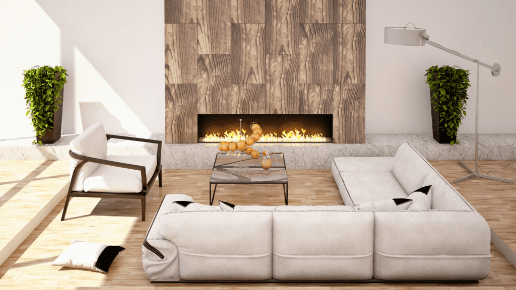 Salones con Chimenea - Salon moderno con chimenea