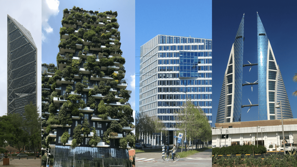 Casos de Estudio y Proyectos Destacados - Torre Reforma México, Bosco Verticale Milano, The Edge amsterdan, Bahrain World Trade Center